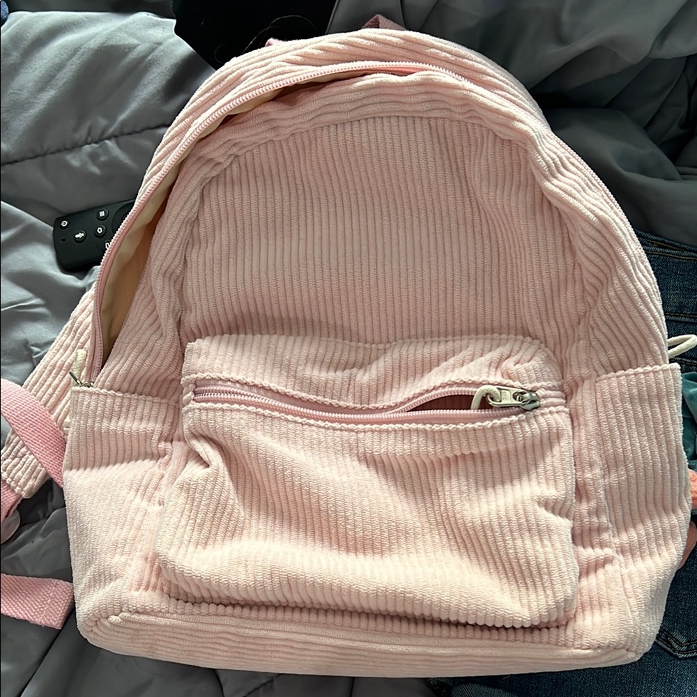 Pink Corduroy Backpack